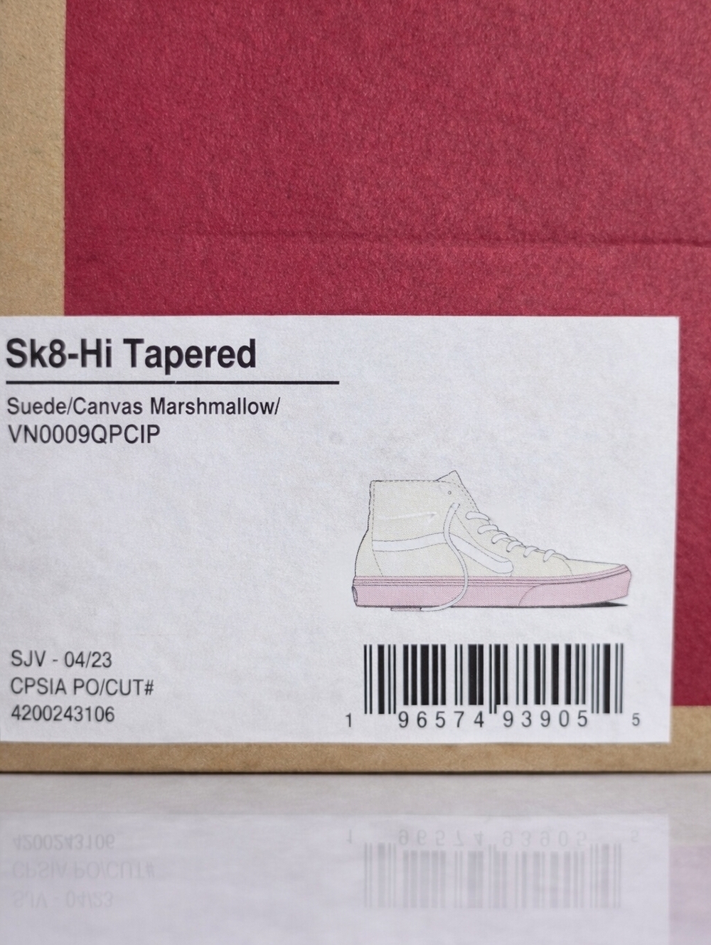 Vans Sk8-Hi Tapered – White / Light Pink Sole Multiple Sizes Available - Picture 6 of 6